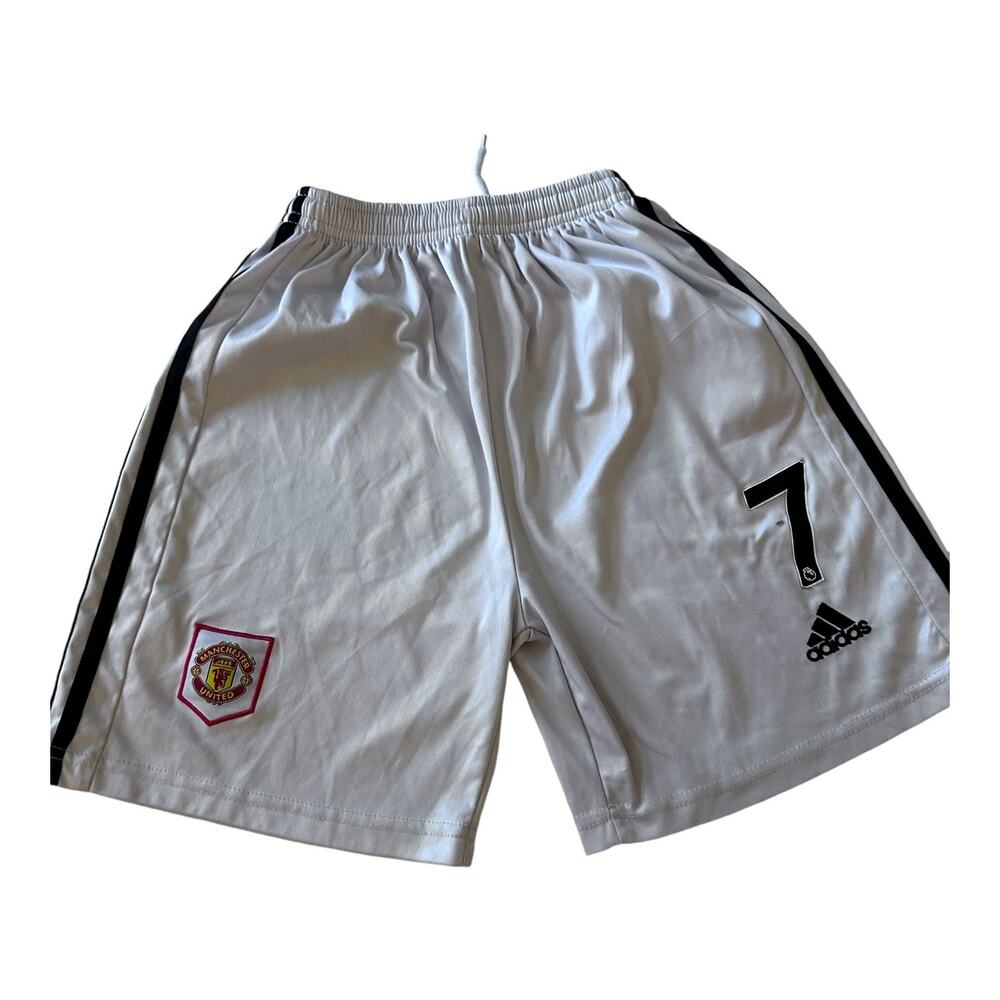 Adidas White Soccer Shorts Youth Medium Uniform #7